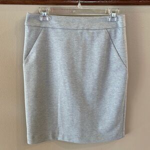 Grace Elements PONTE stretch straight skirt mist grey Heather color zip button 8